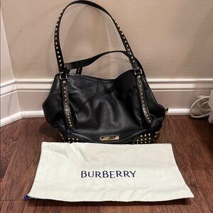 Burberry Black and Gold Studded Shoulder Bag